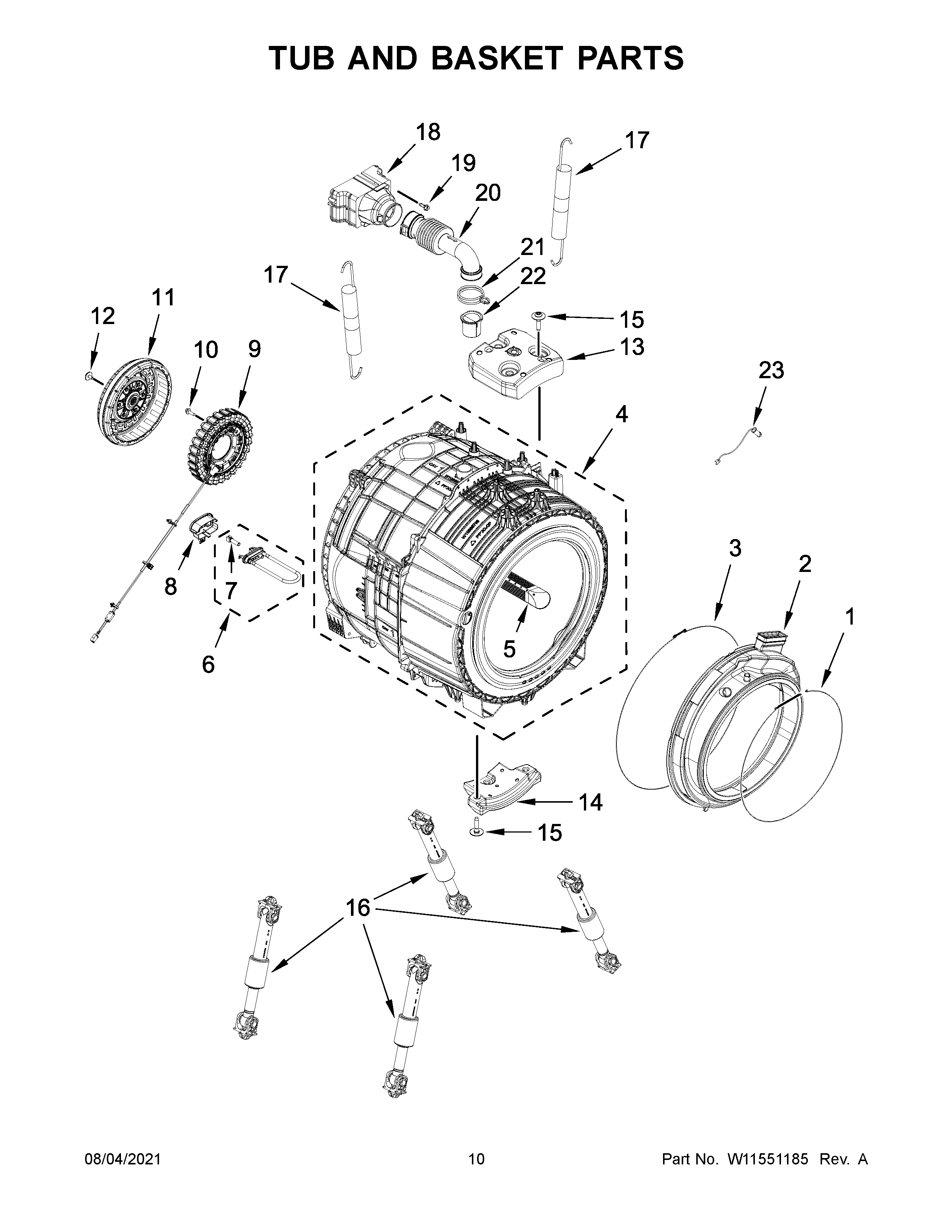 Tub and basket parts