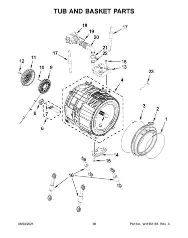 Tub and basket parts