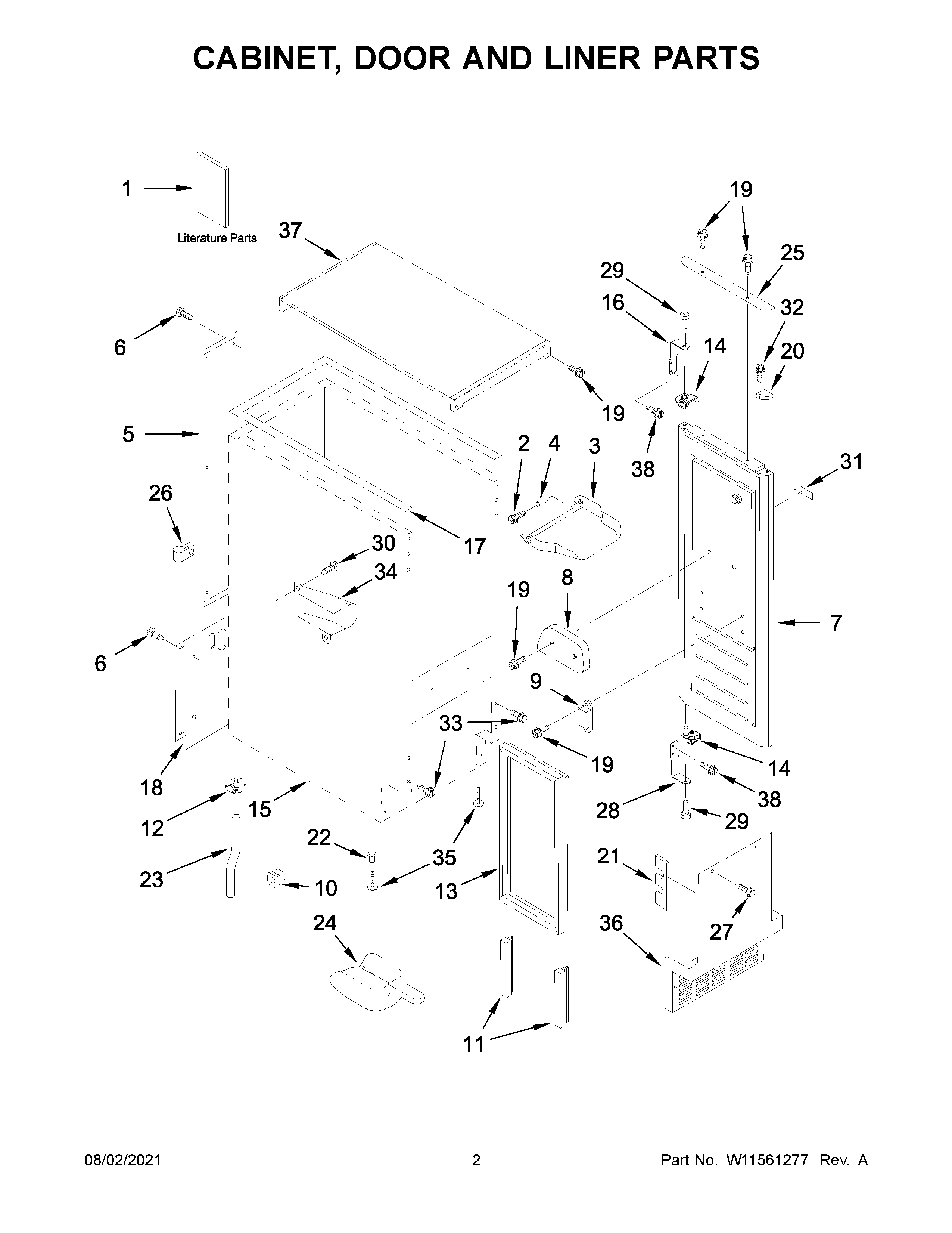 Cabinet, door and liner parts