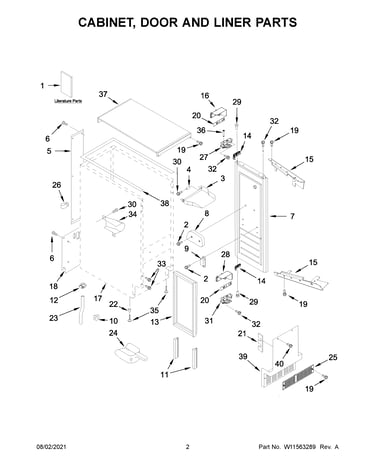 Cabinet, door and liner parts