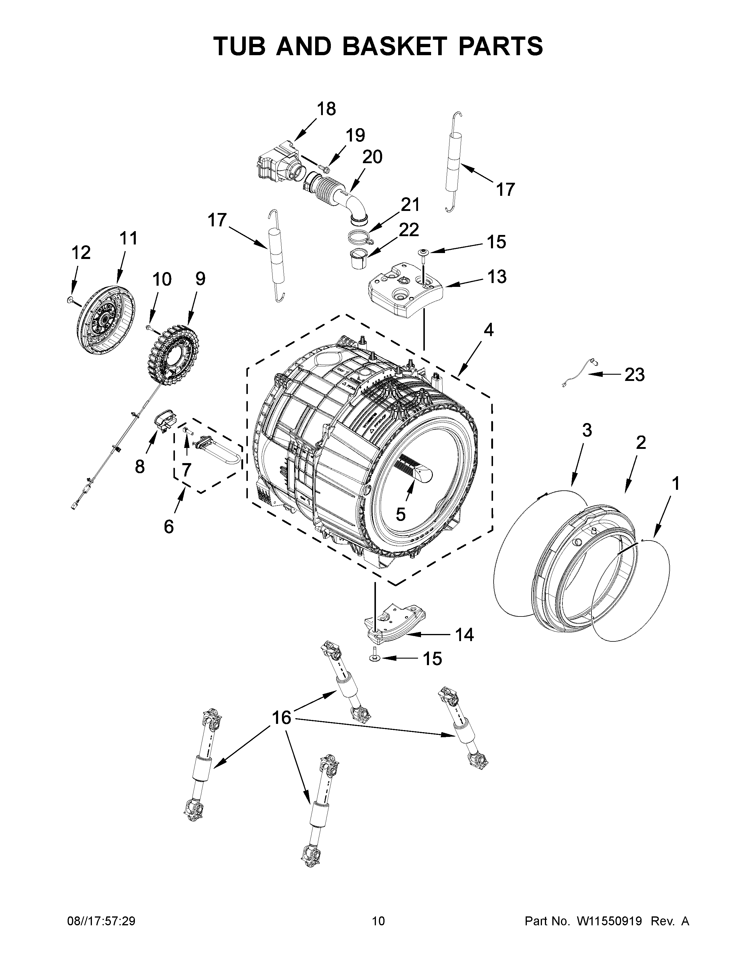 Tub and basket parts