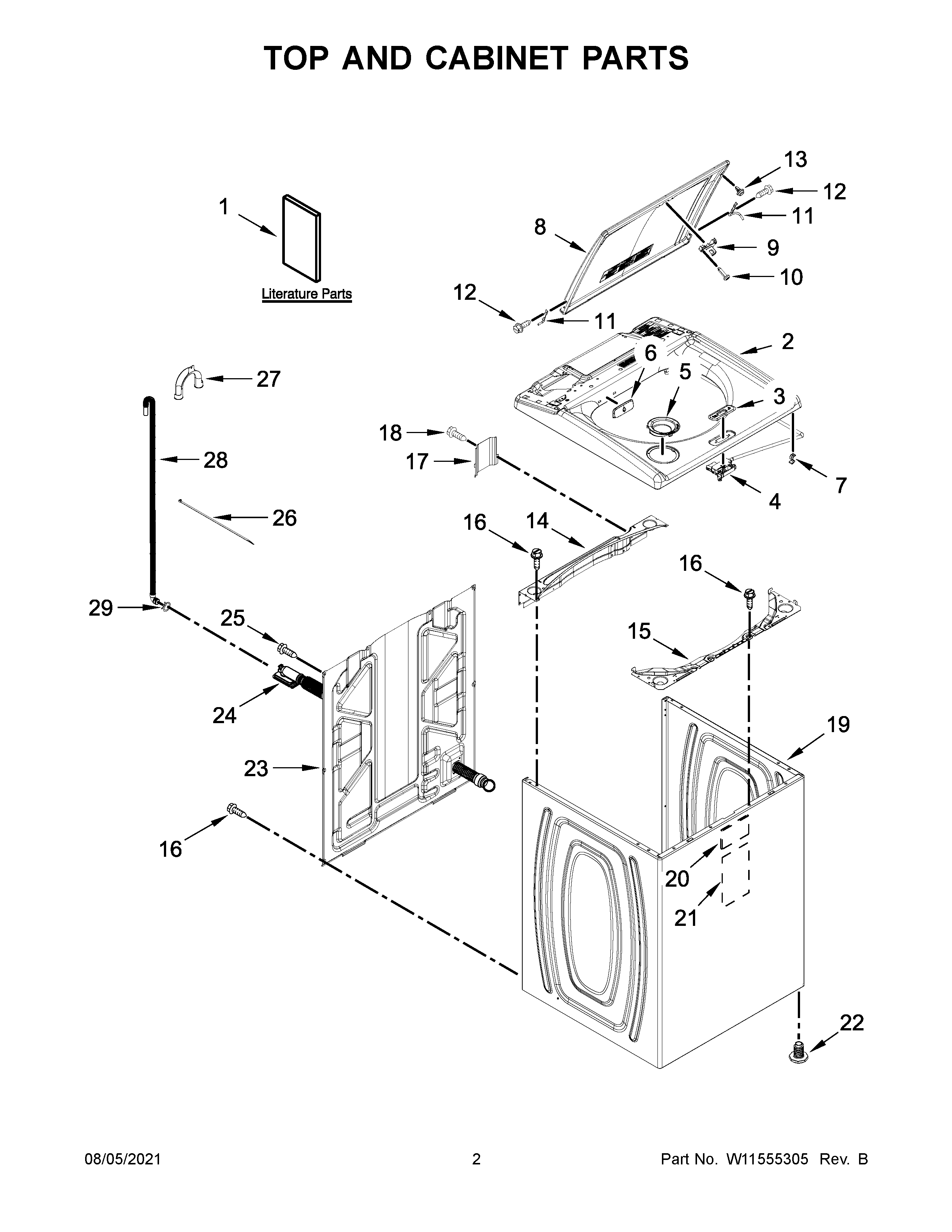 Top and cabinet parts