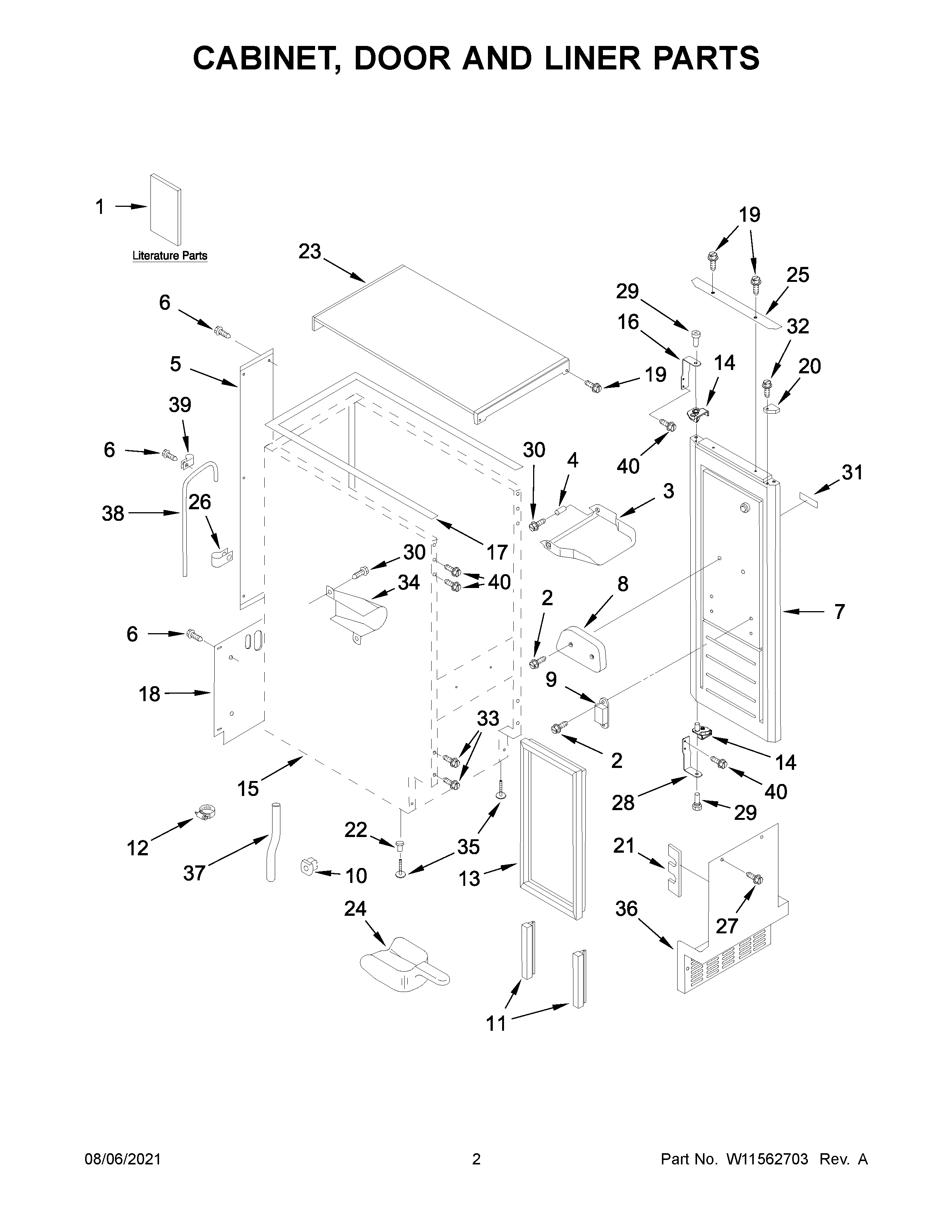 Cabinet, door and liner parts