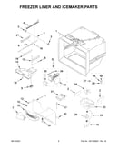 Freezer liner and icemaker parts