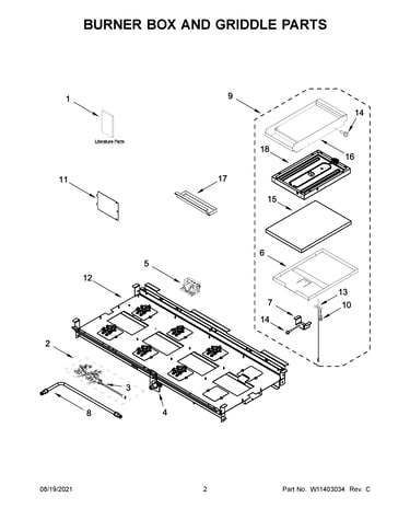 Burner box and griddle parts