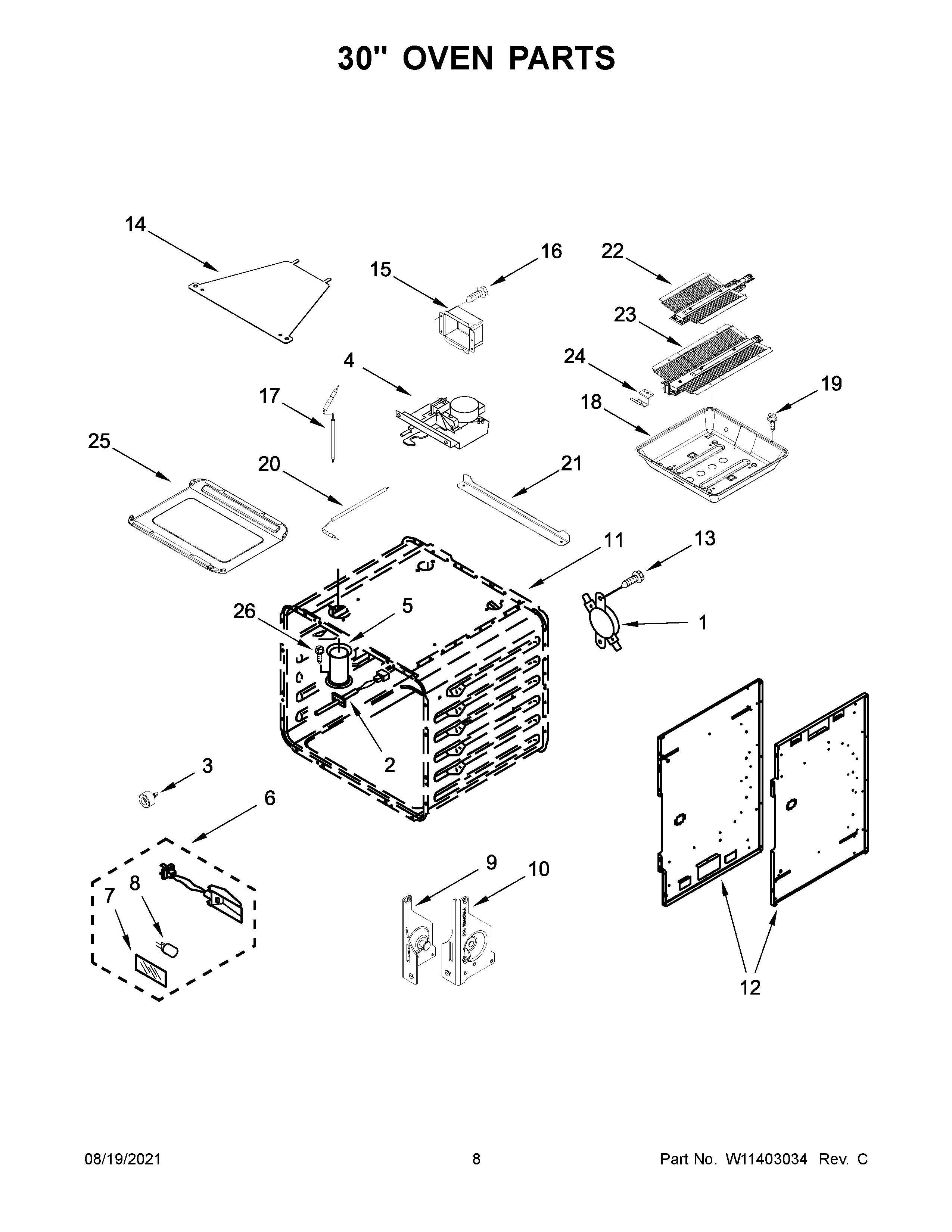 30" OVEN PARTS