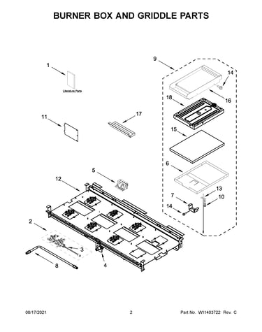 Burner box and griddle parts