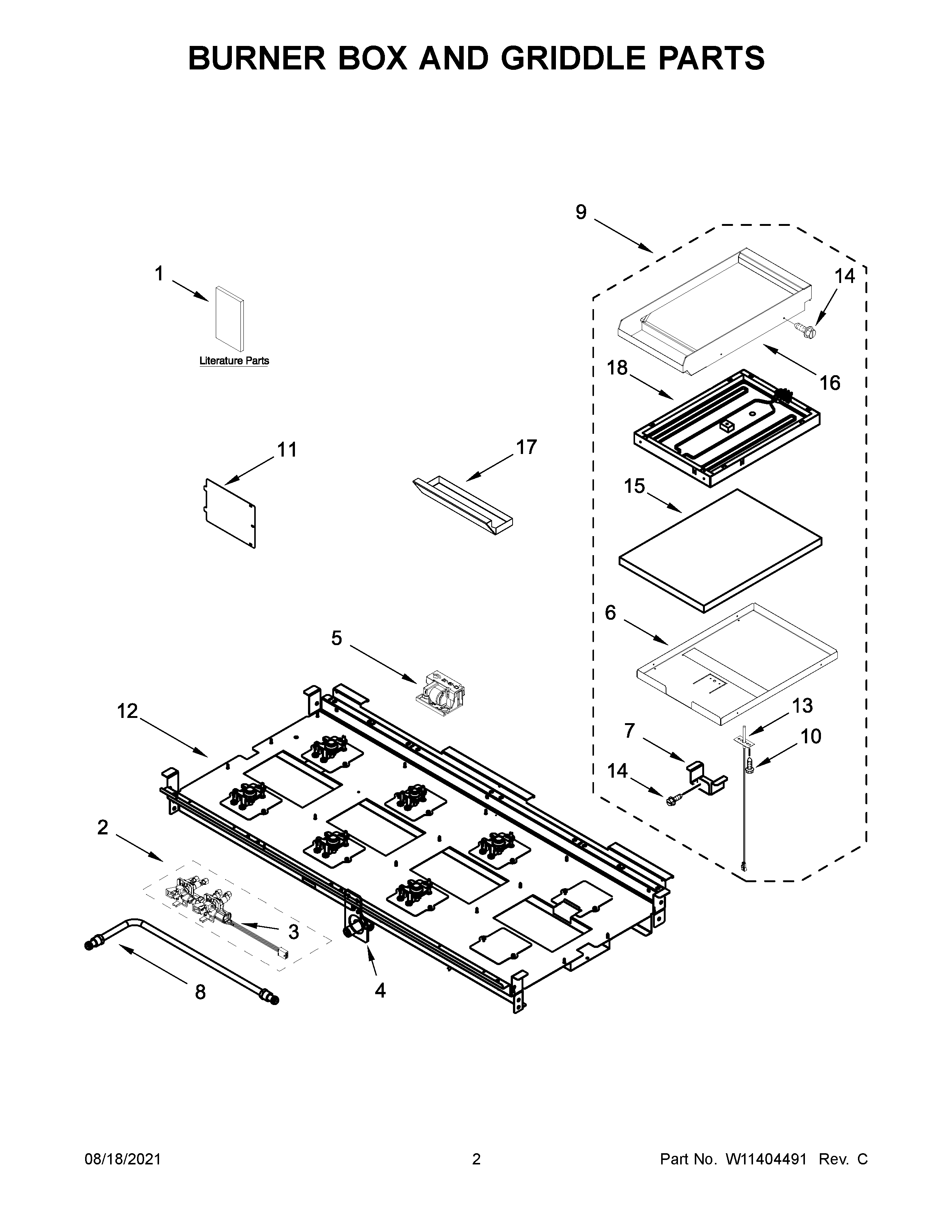 BURNER BOX AND GRIDDLE PARTS