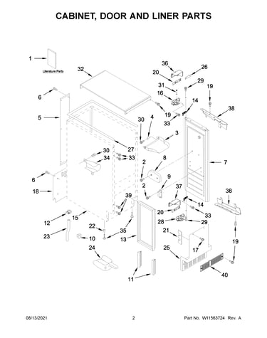 Cabinet, door and liner parts