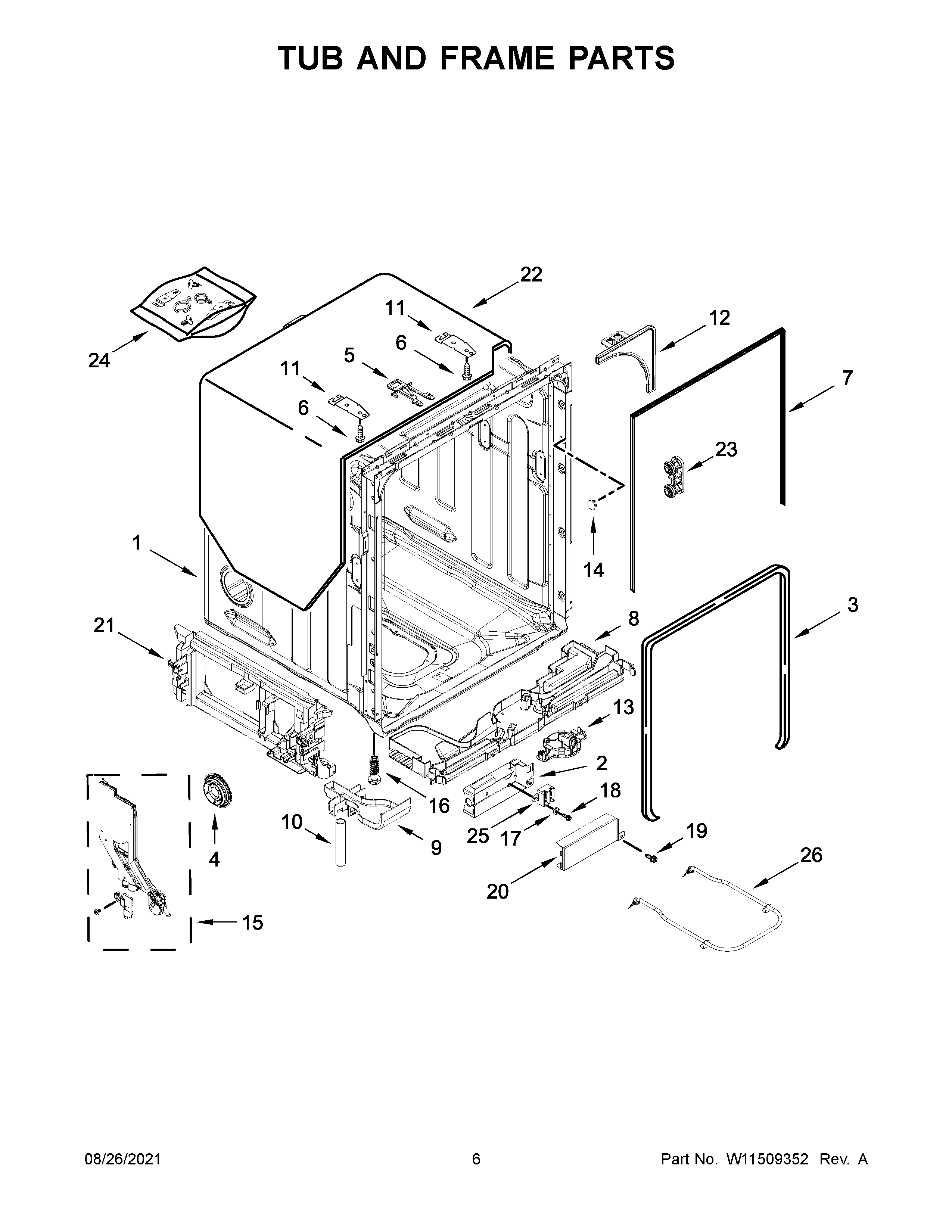 Tub and frame parts