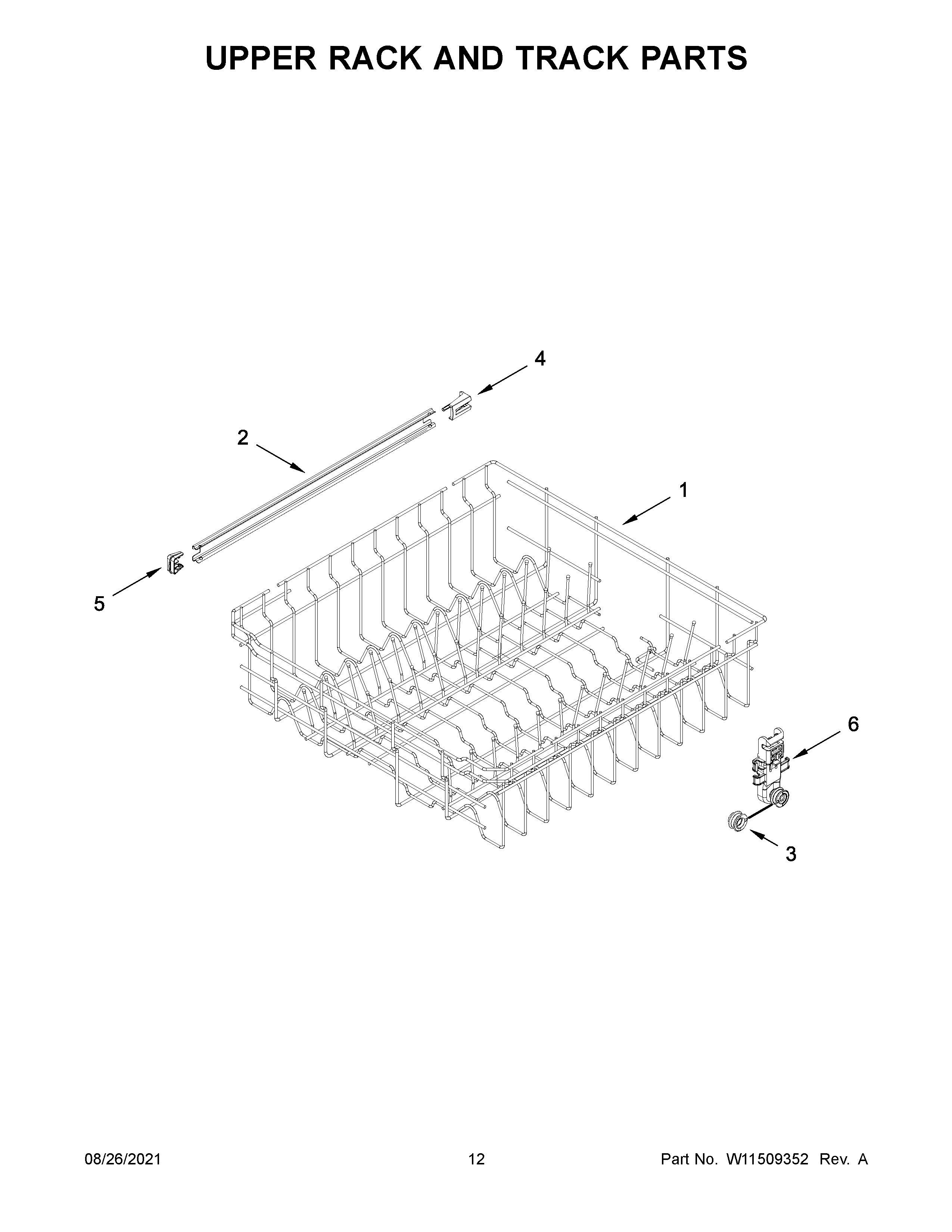 Upper rack and track parts