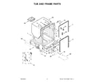 Whirlpool WDT970SAKV0 tub and frame parts diagram