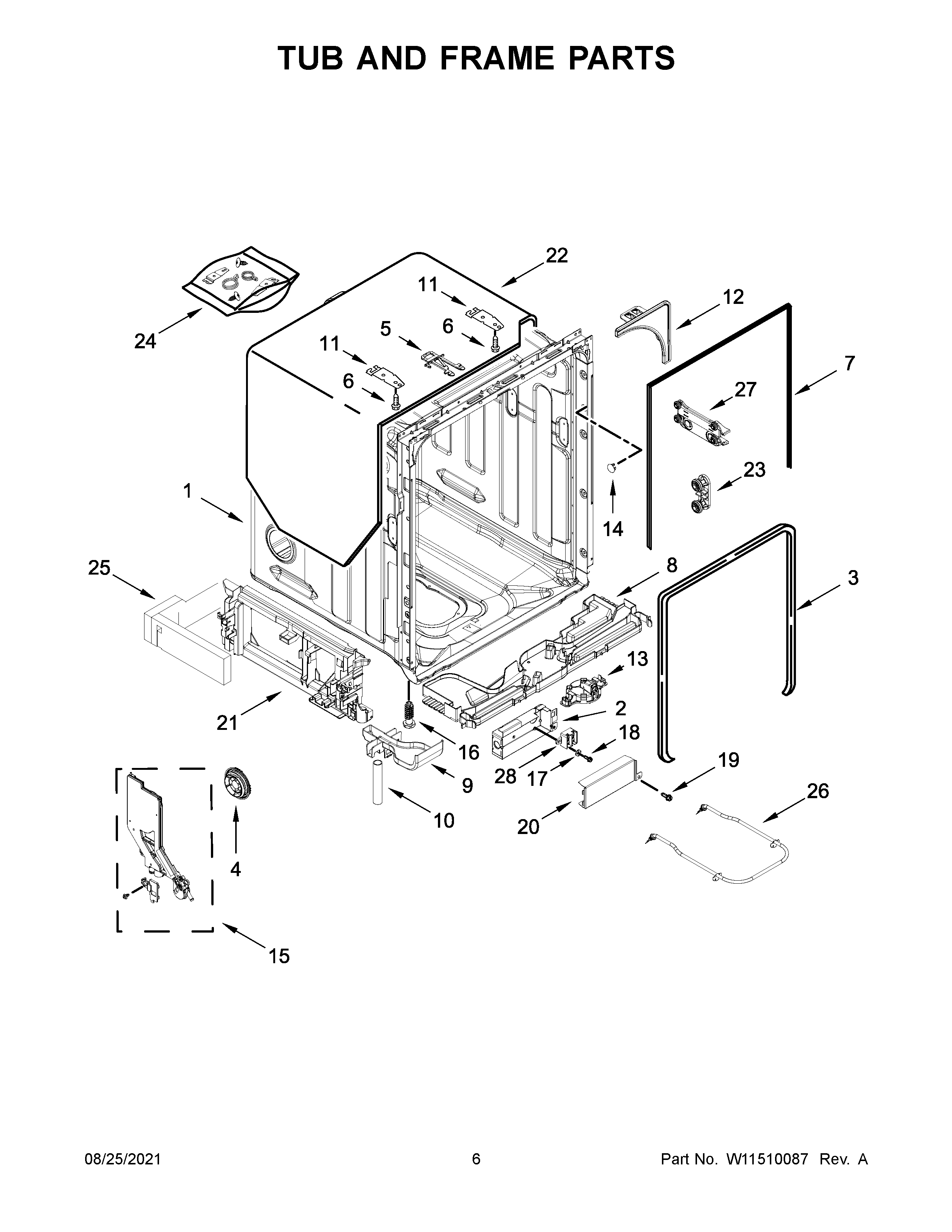 Tub and frame parts