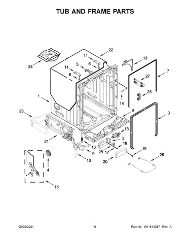 Tub and frame parts