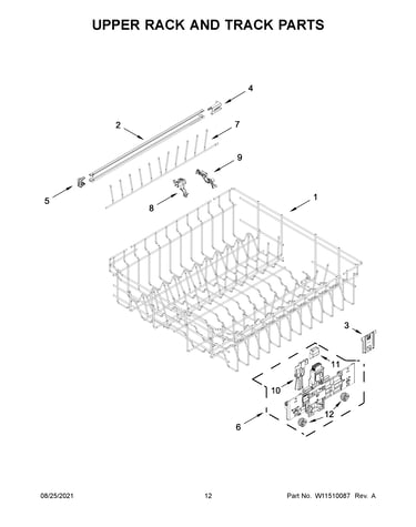 Upper rack and track parts