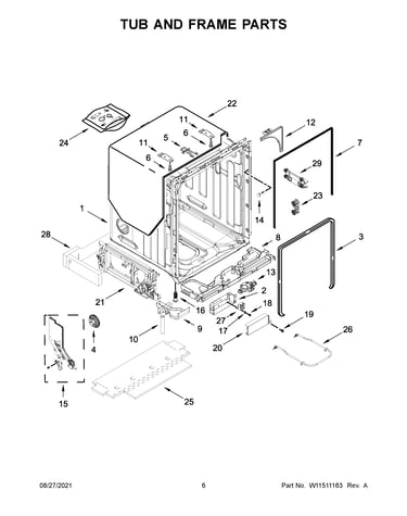 Tub and frame parts
