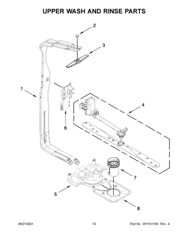 Upper wash and rinse parts