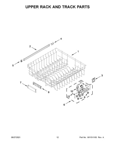 Upper rack and track parts