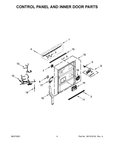 Control panel and inner door parts
