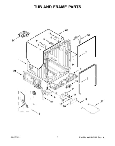 Tub and frame parts