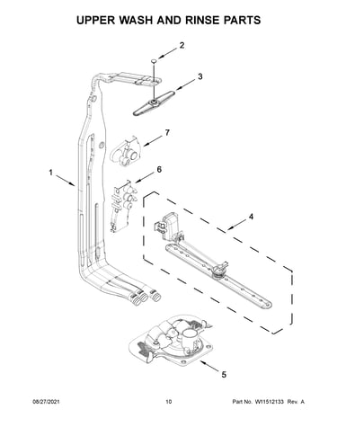 Upper wash and rinse parts