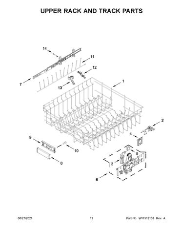 Upper rack and track parts