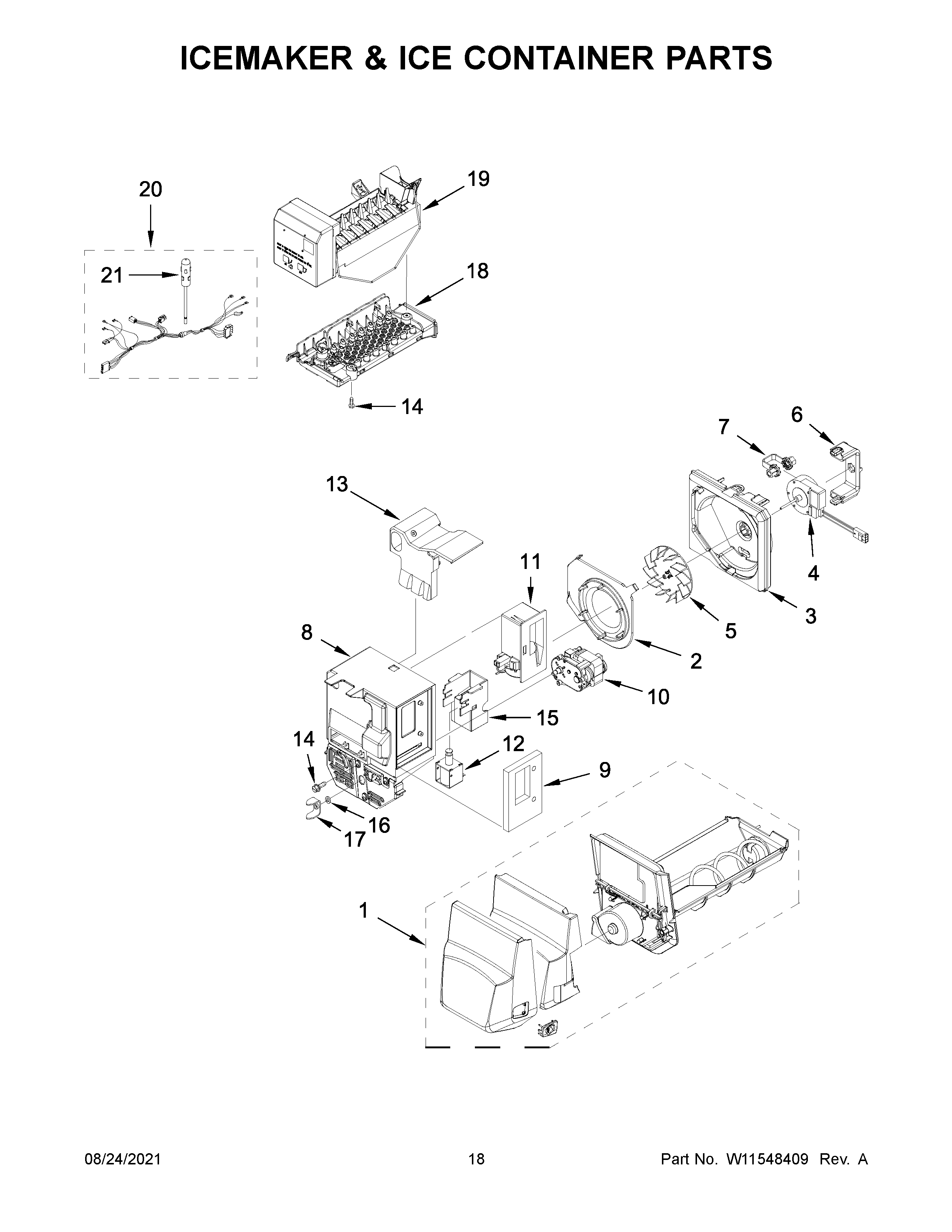 Icemaker & ice container parts