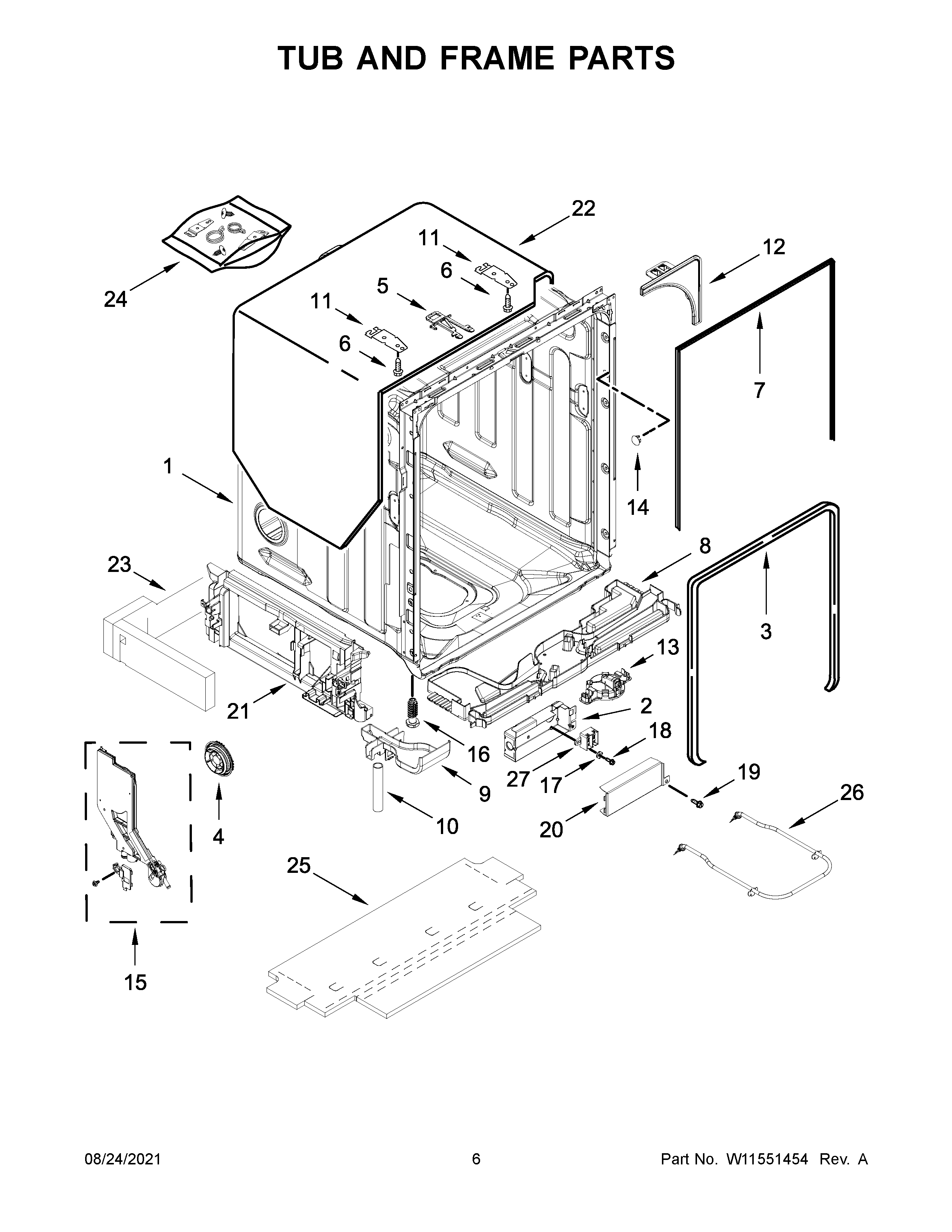 Tub and frame parts