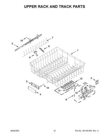 Upper rack and track parts