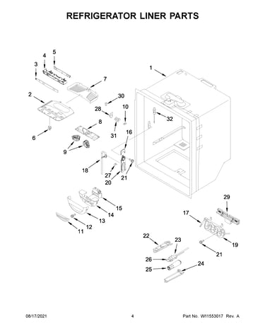 Refrigerator liner parts