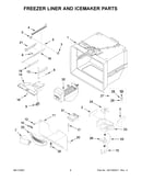 Freezer liner and icemaker parts