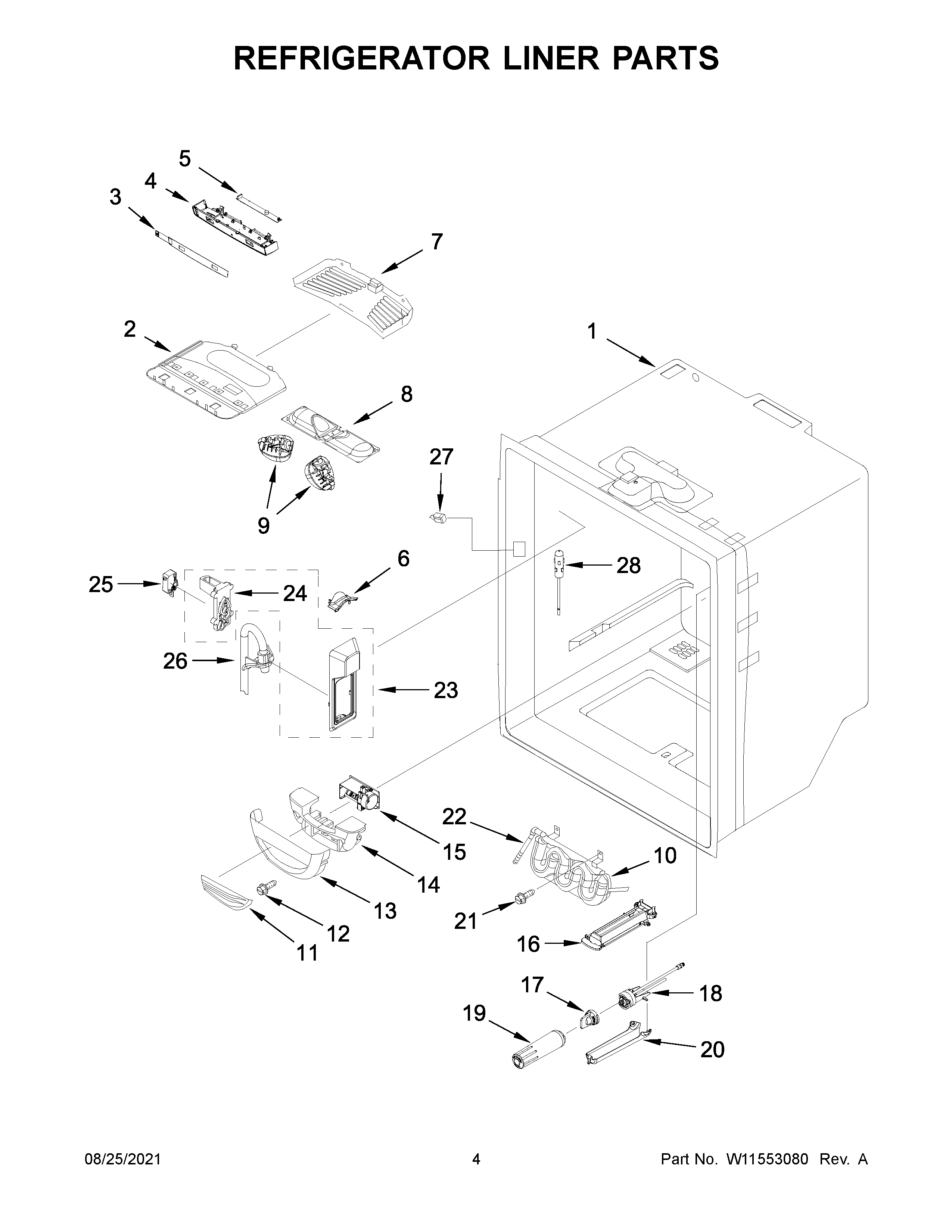 Refrigerator liner parts