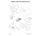 Jenn-Air JFFCF72DKL04 freezer liner and icemaker parts diagram