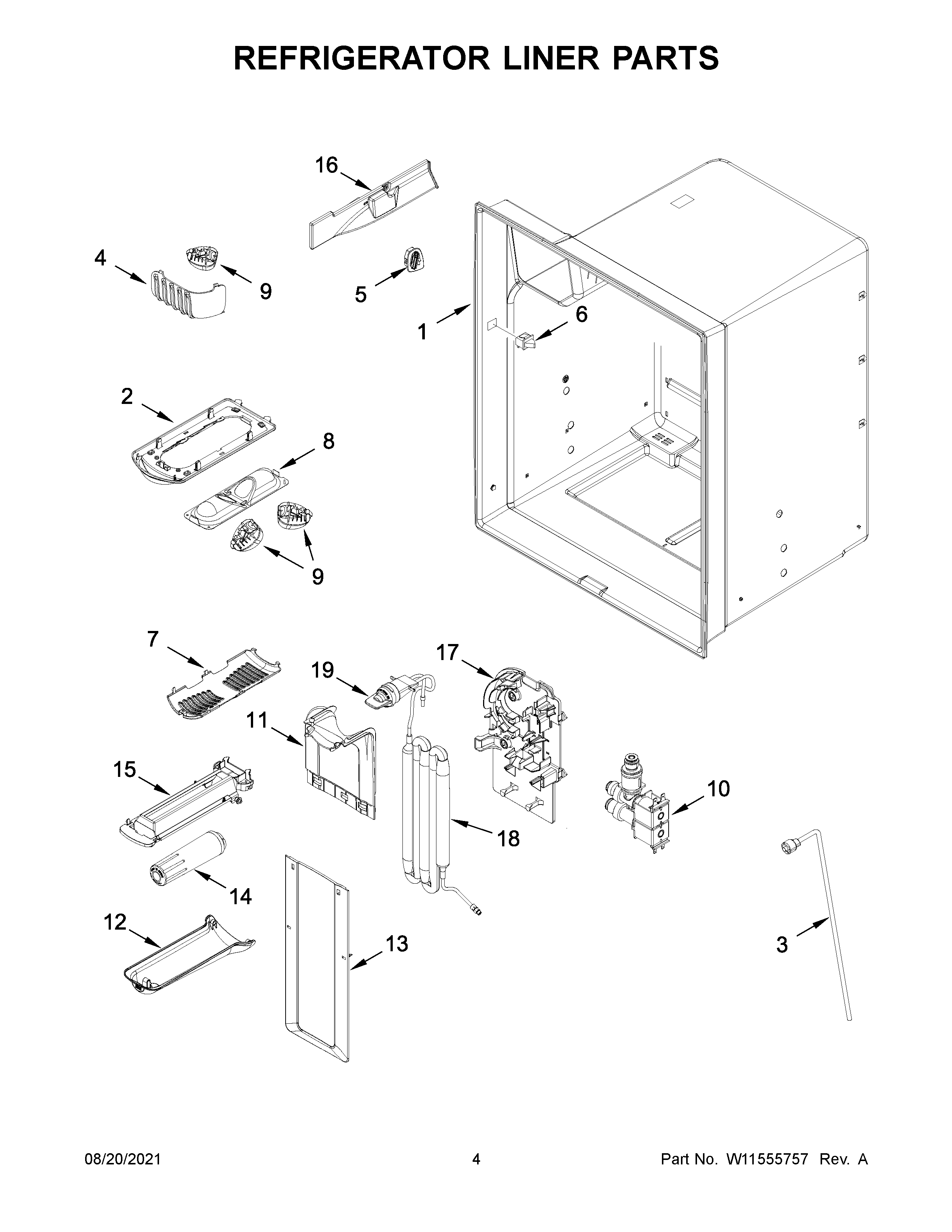 Refrigerator liner parts