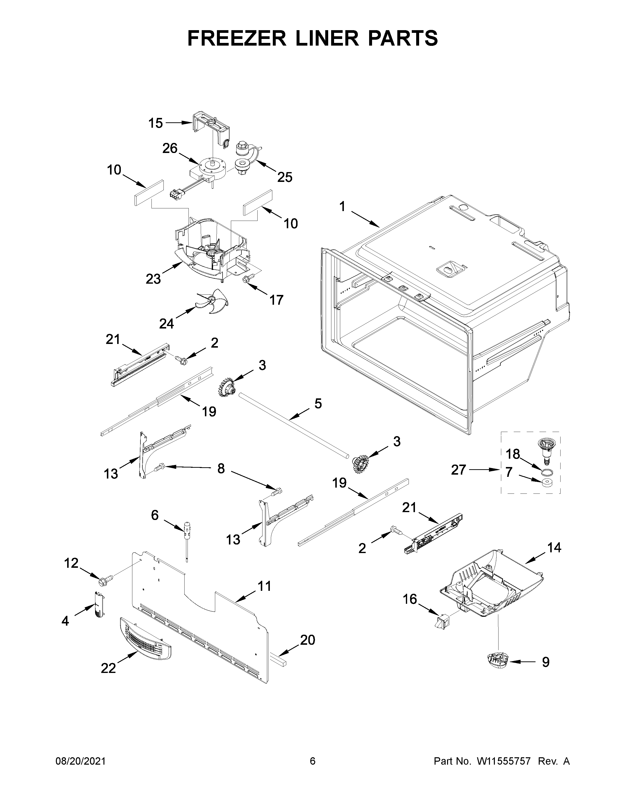 Freezer liner parts