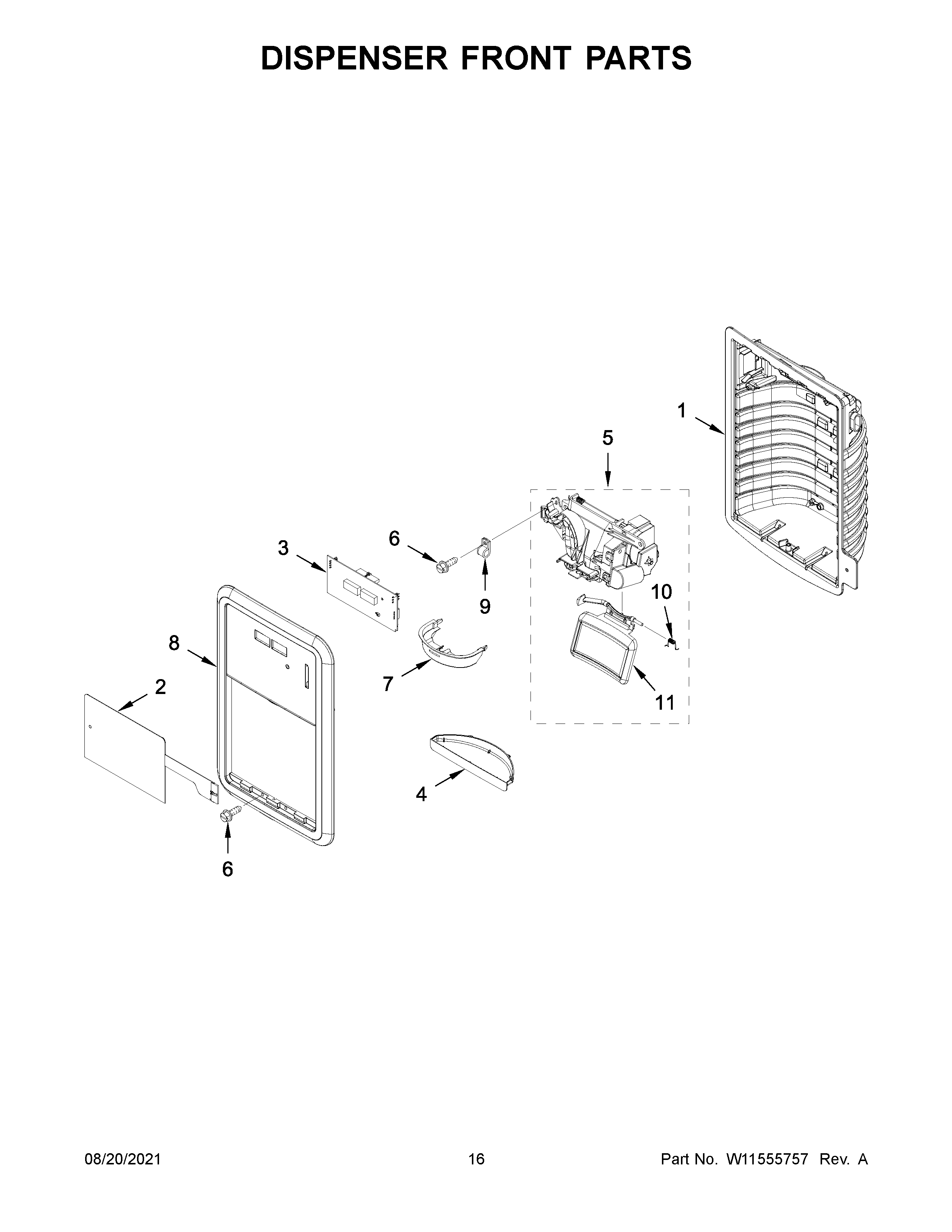 Dispenser front parts