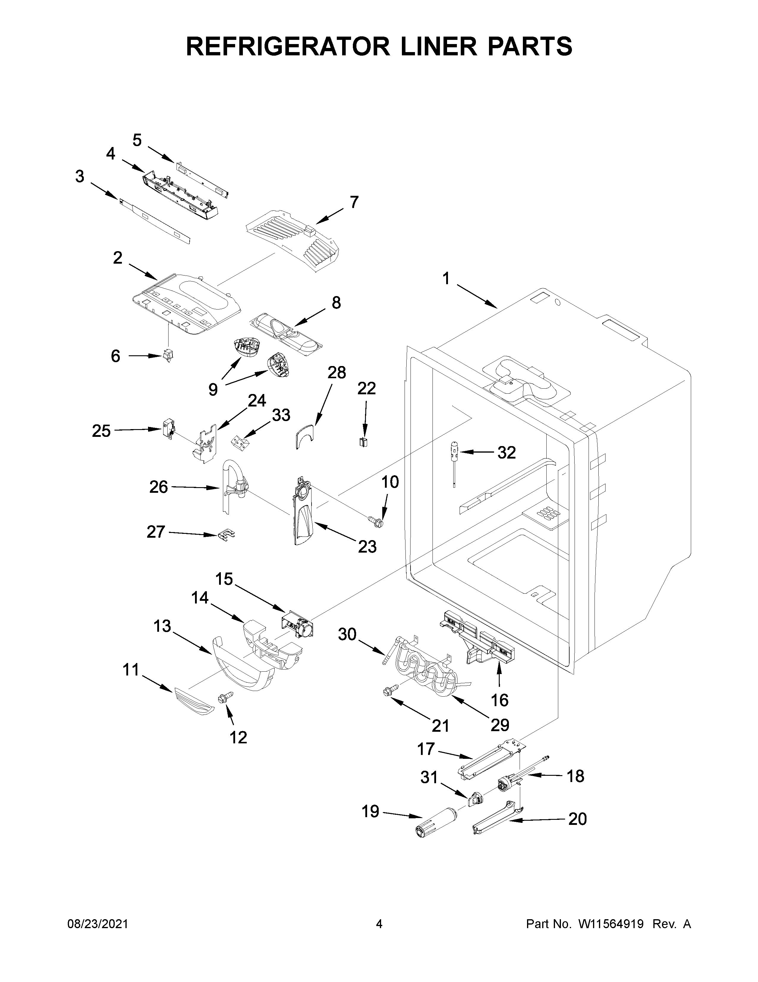 Refrigerator liner parts