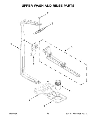 Upper wash and rinse parts