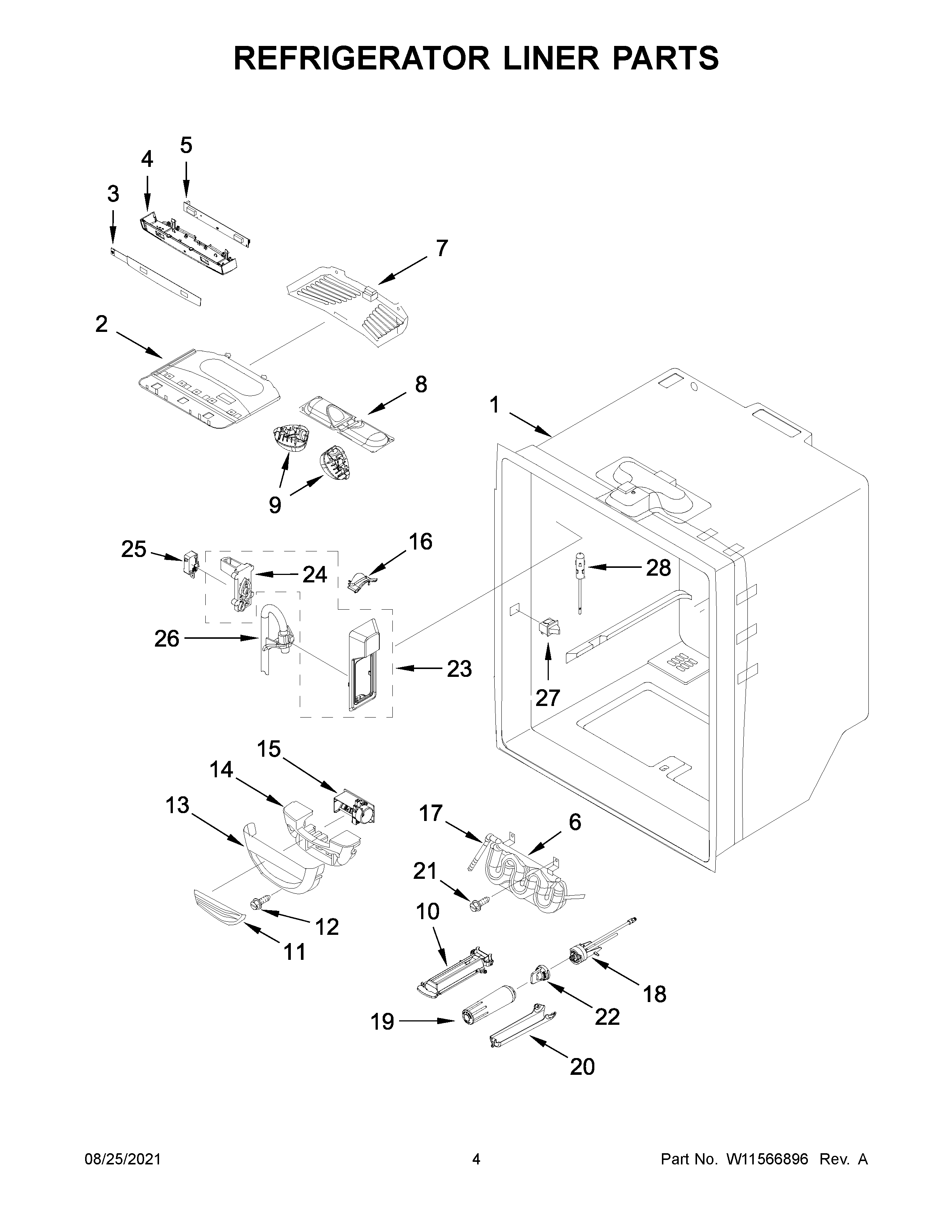 Refrigerator liner parts
