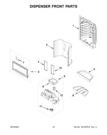 Dispenser front parts