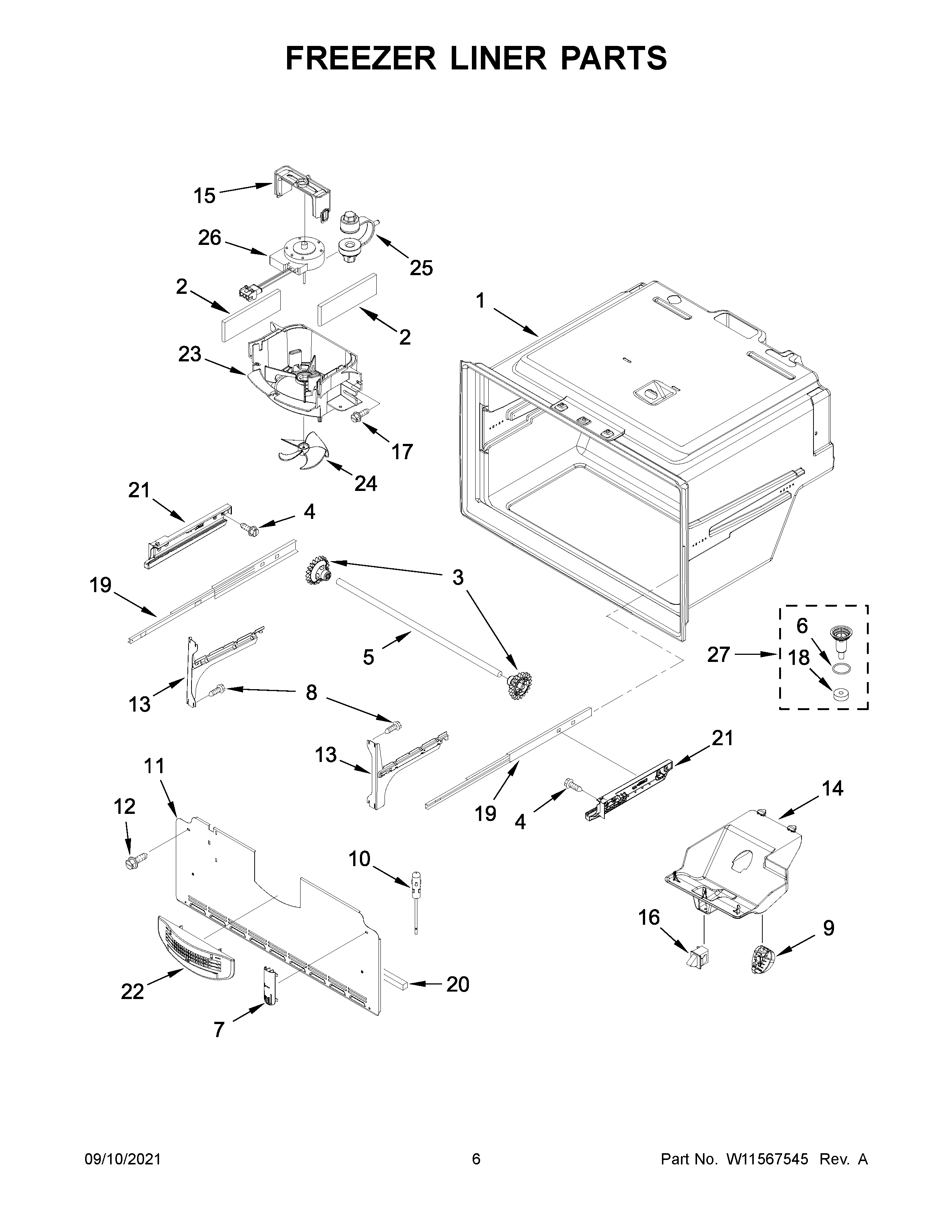 Freezer liner parts