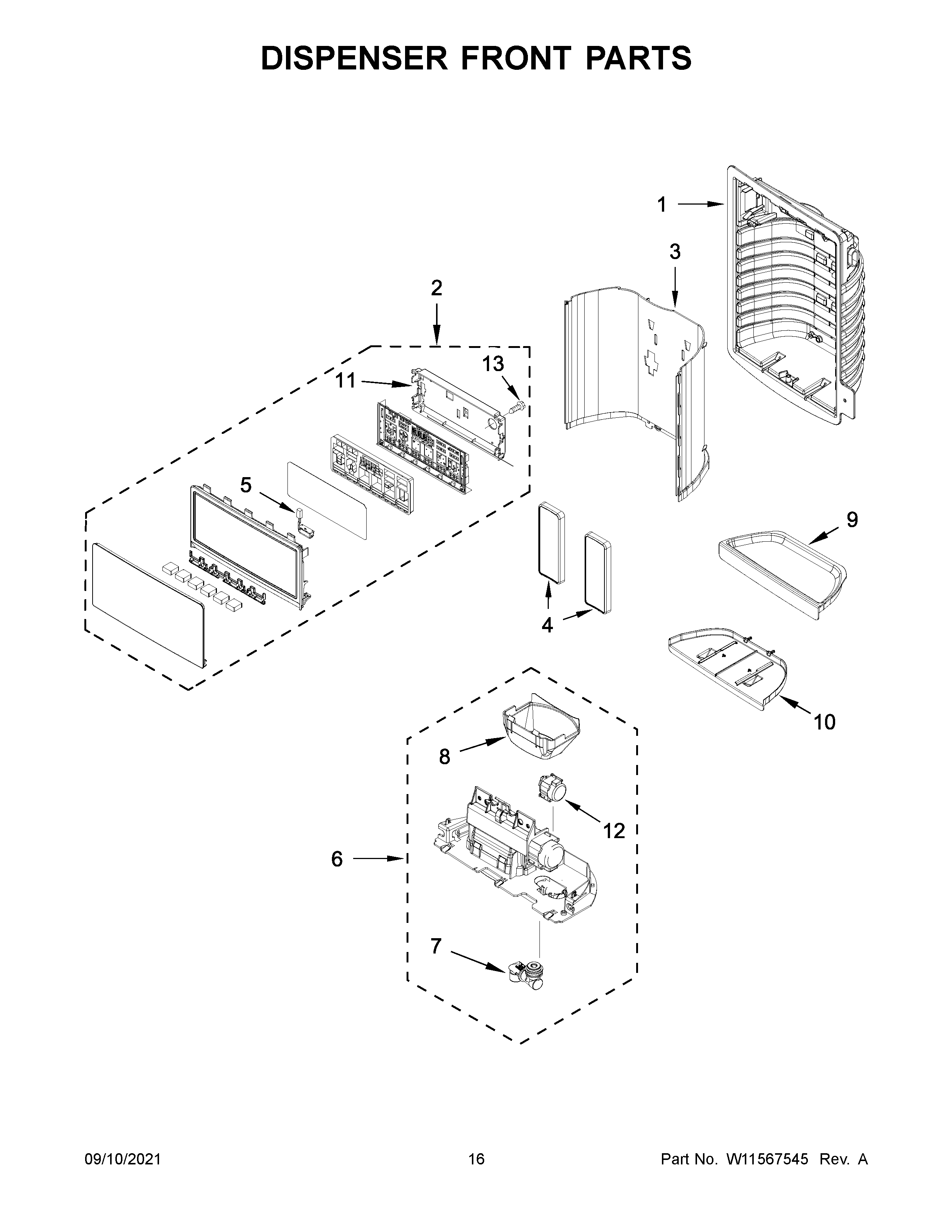 Dispenser front parts