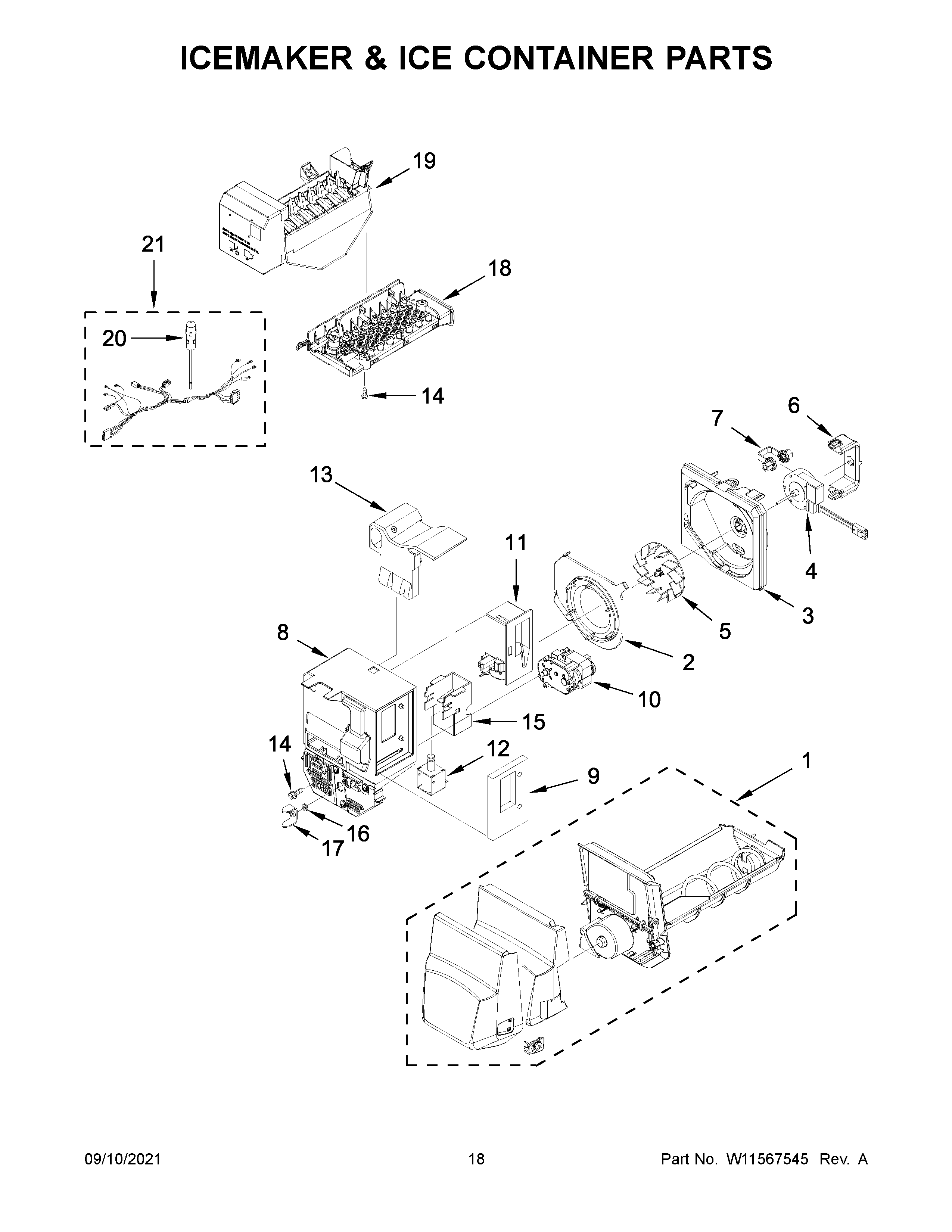 Icemaker & ice container parts