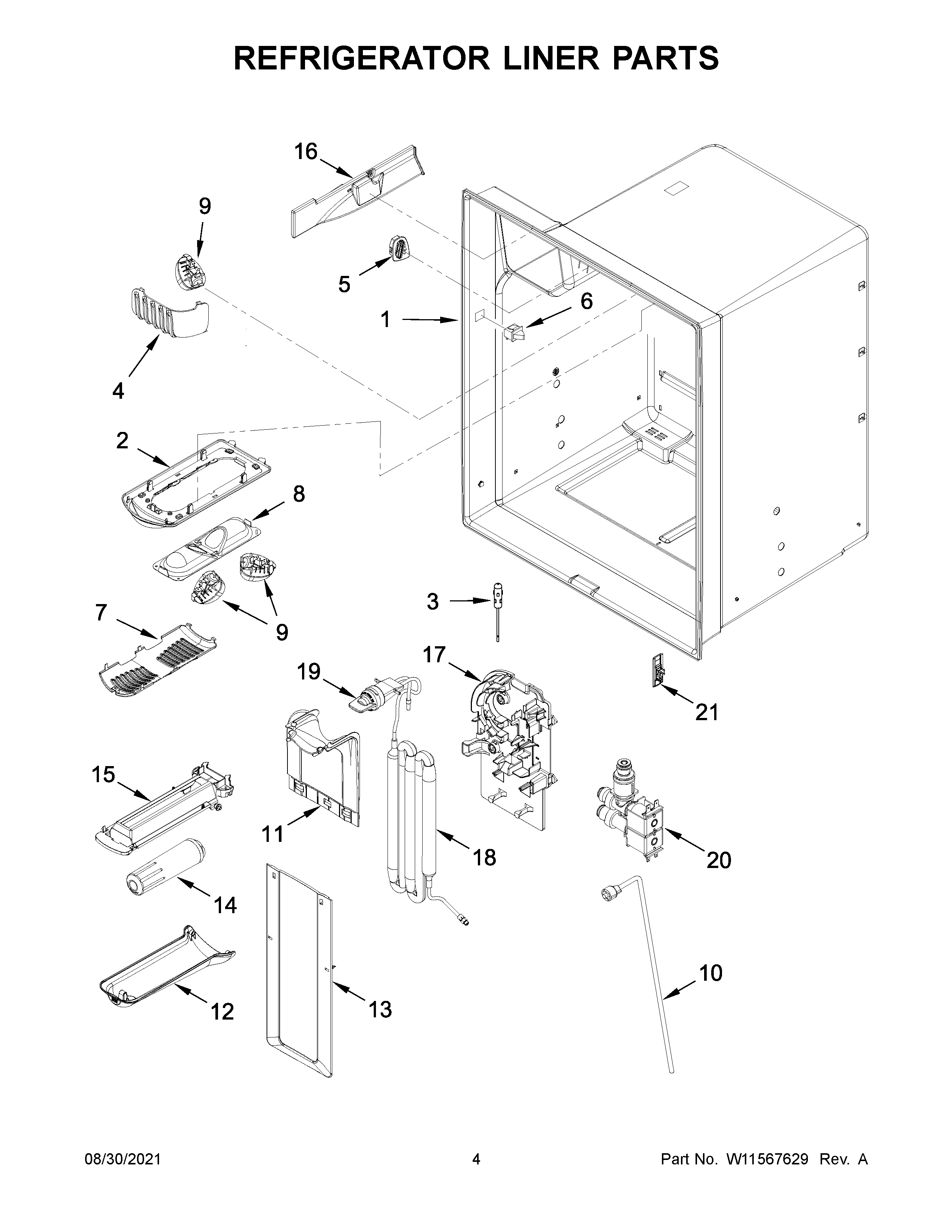Refrigerator liner parts