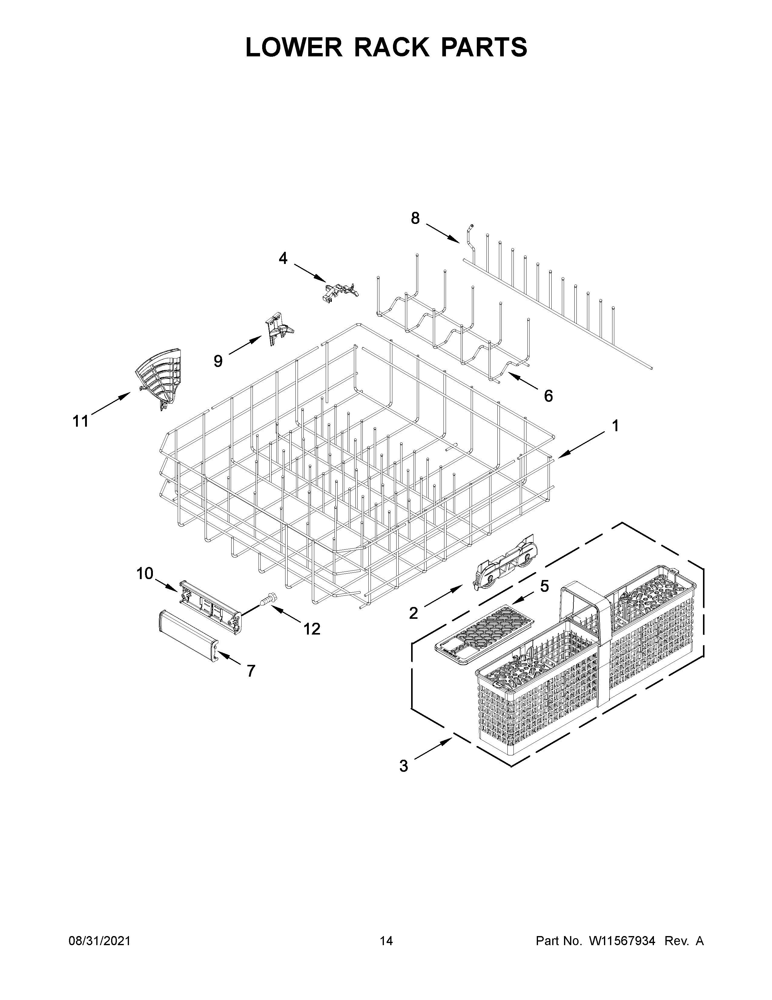 Lower rack parts
