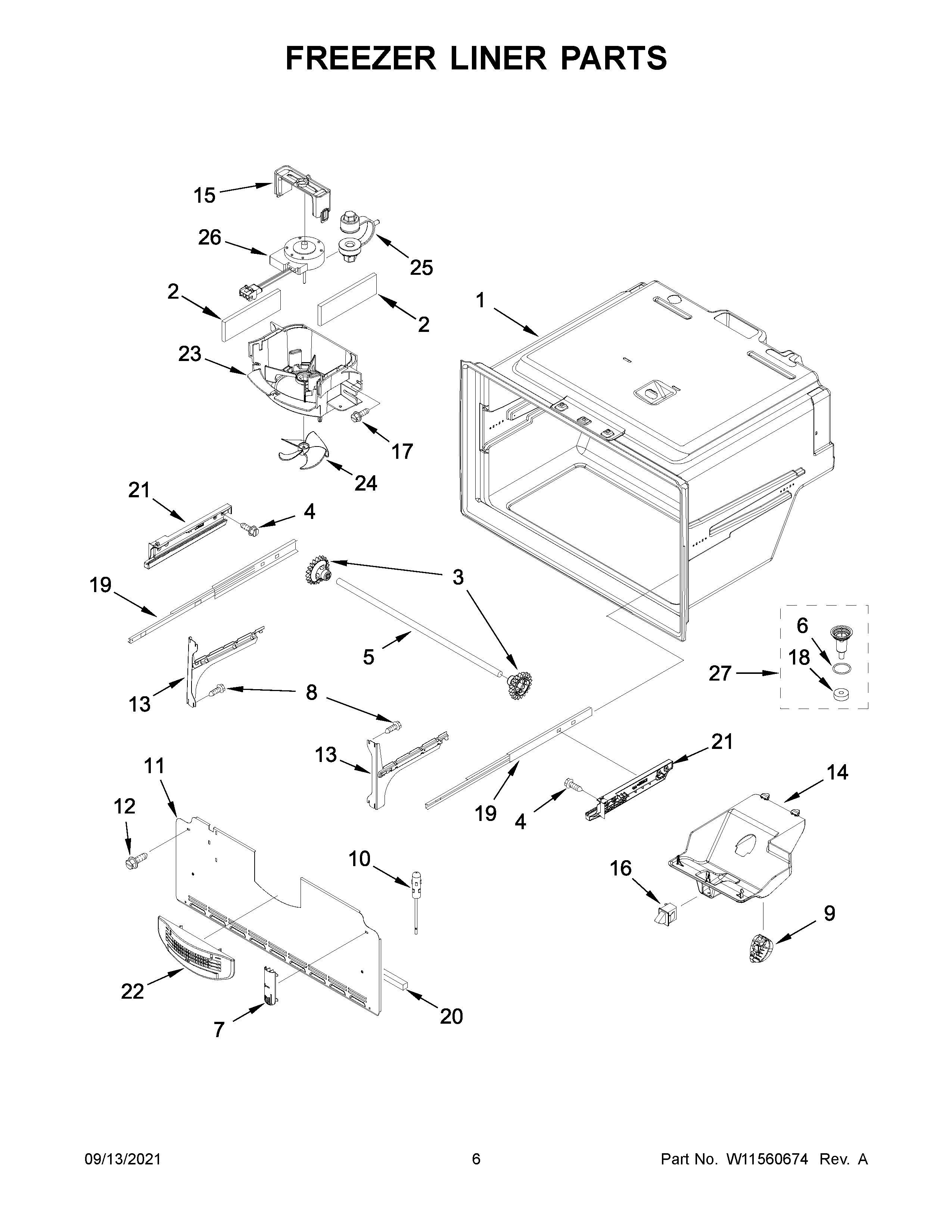 Freezer liner parts