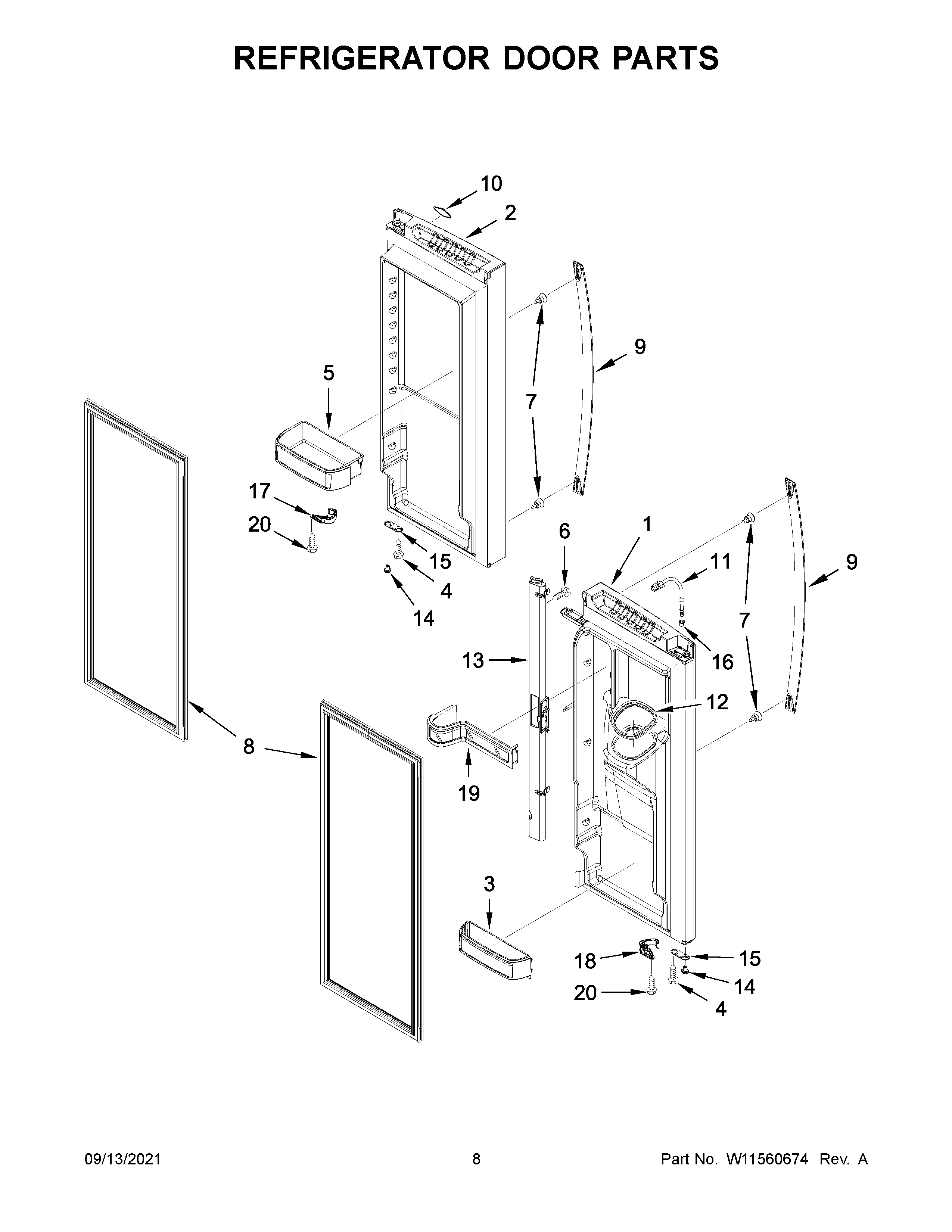 Refrigerator door parts