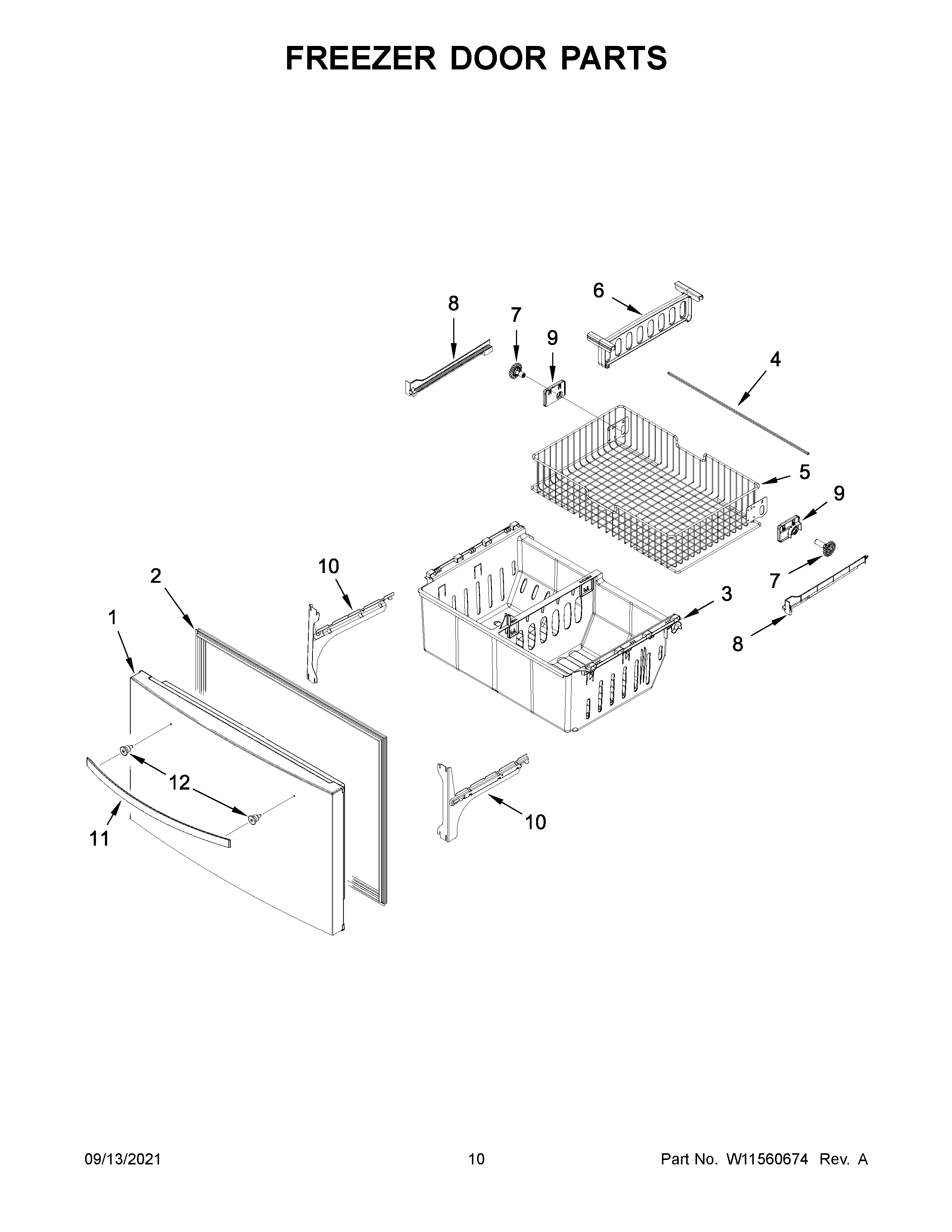Freezer door parts
