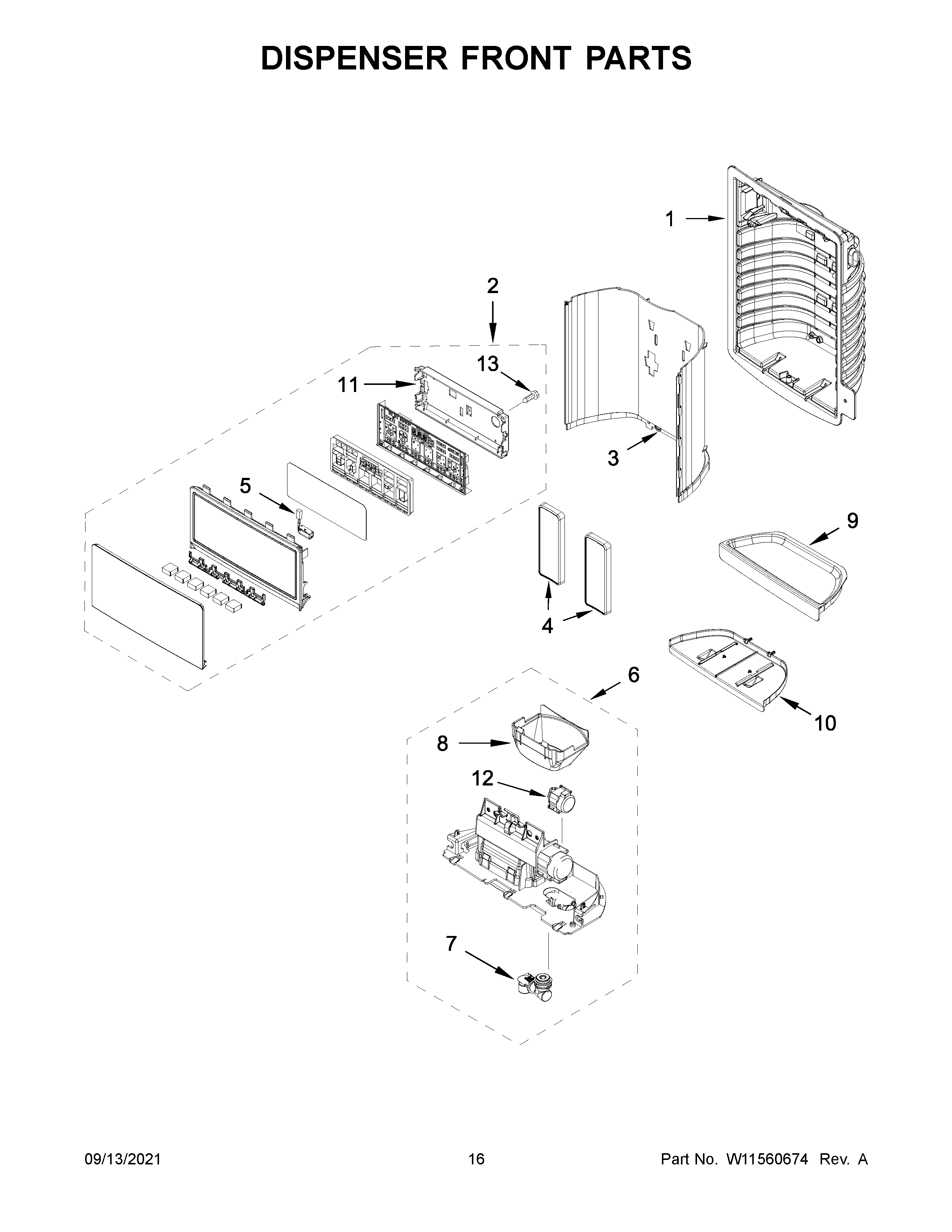 Dispenser front parts