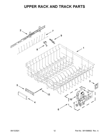 Upper rack and track parts
